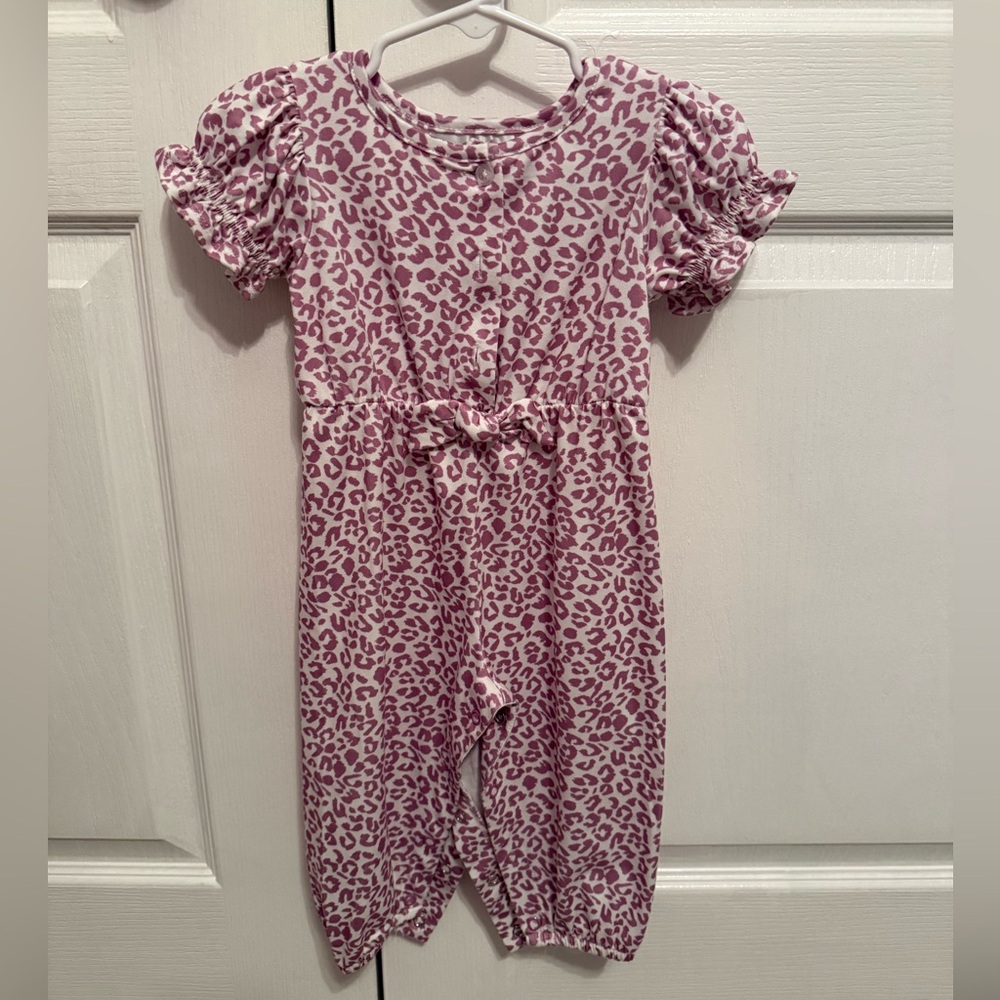 Purple Leopard Print Baby Romper